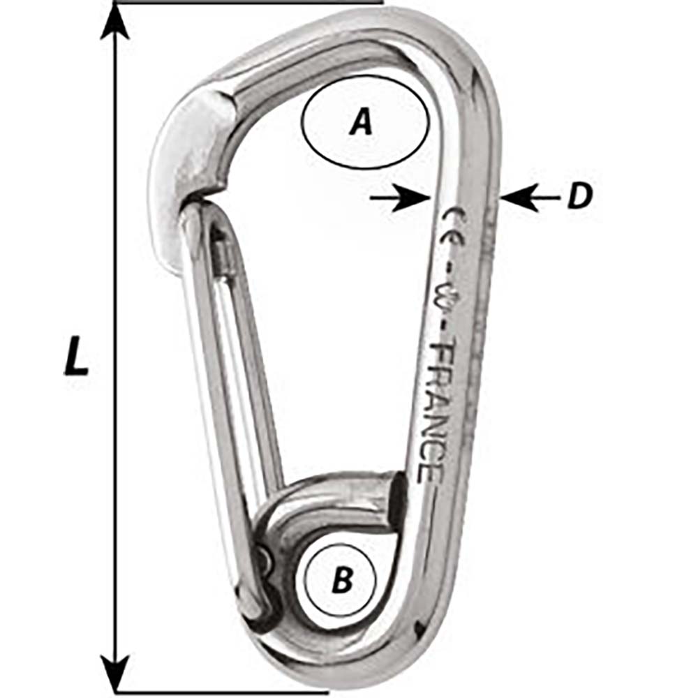 Wichard Asymmetric Carbine Hook - Length 120mm - 15/32" [02327]