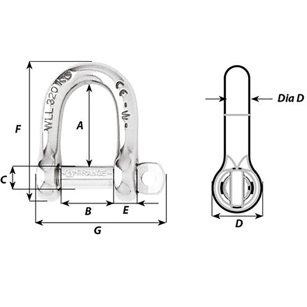 Wichard Not Self-Locking D Shackle - 14mm Diameter - 9/16" [01207]